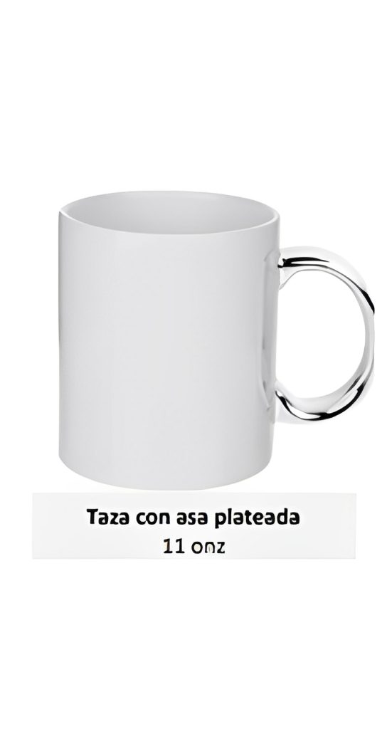 Taza con asa plateada 11 onz