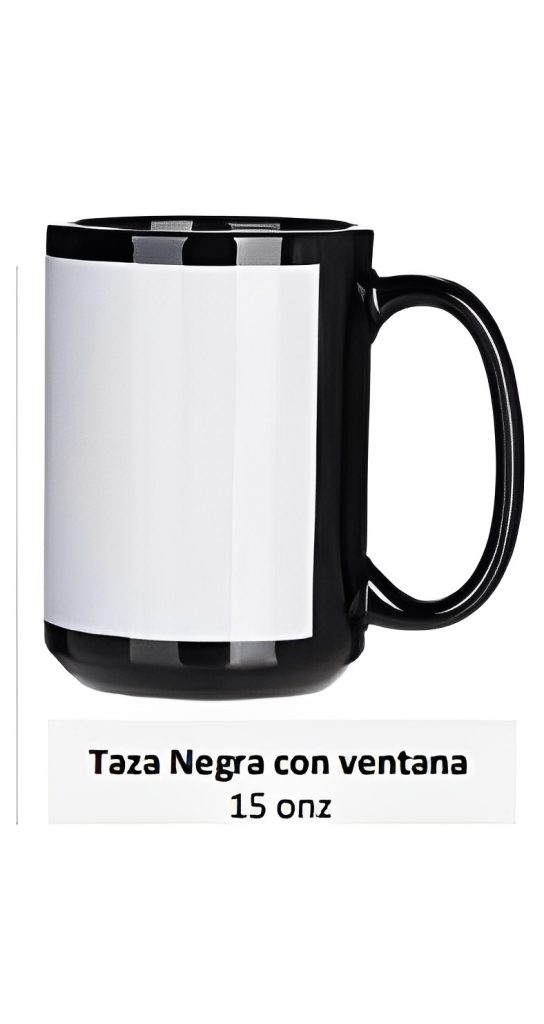 Taza Negra con ventana 15 onz