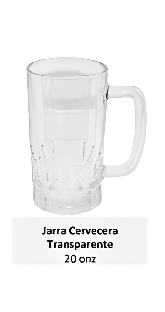 Jarra Cervecera Transparente 20 onz