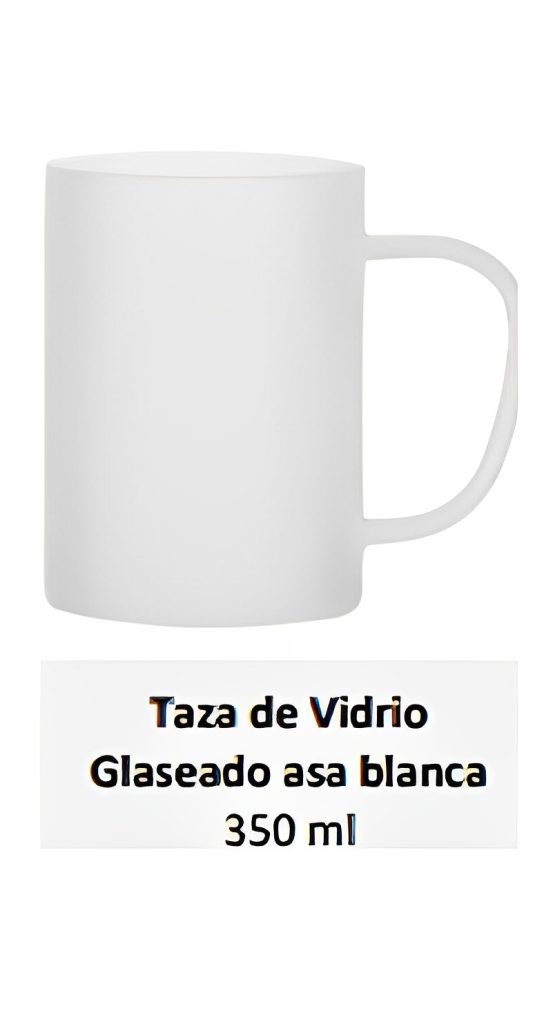 Taza de Vidrio Glaseado asa blanca 350 ml