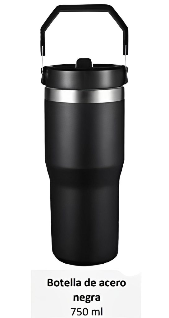 Botella de acero negra 750 ml