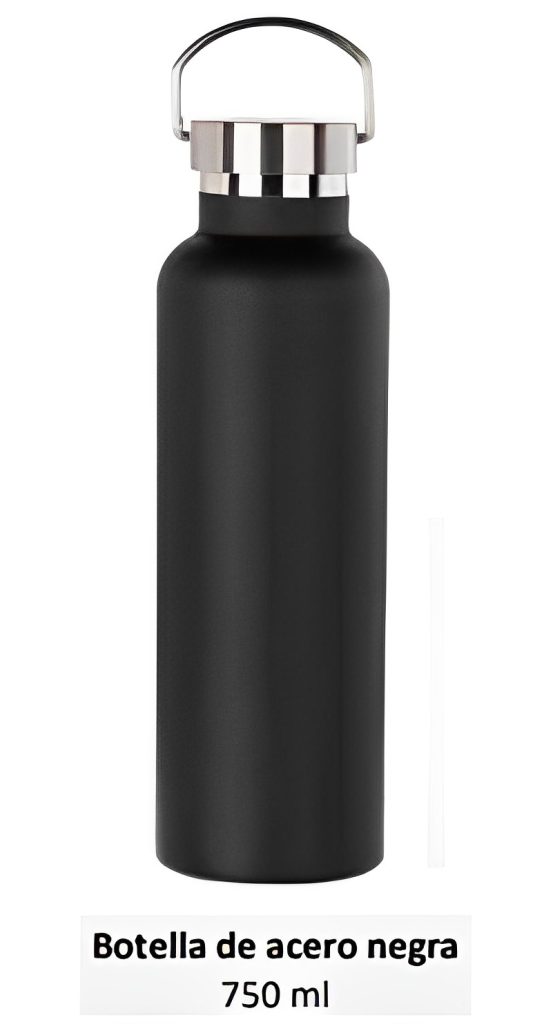 "Botella de acero negra 750 ml"