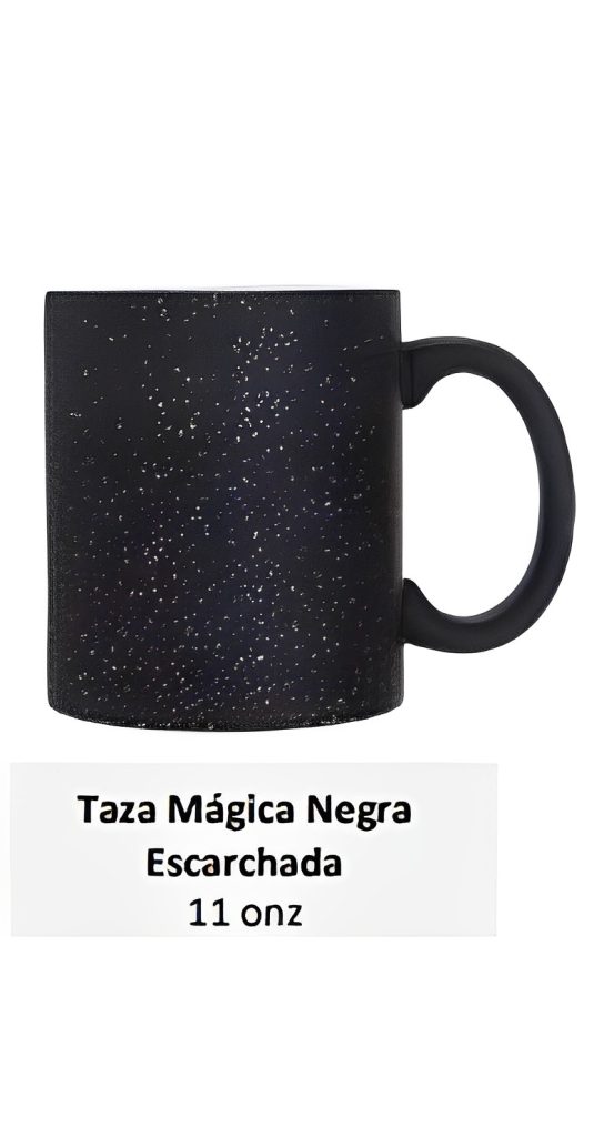 Taza Mágica Negra Escarchada 11 onz