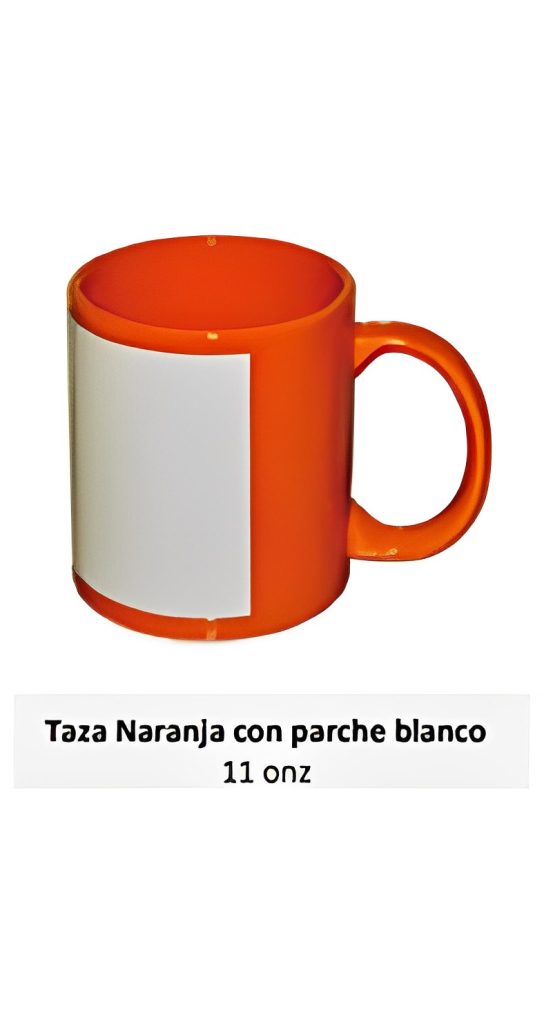 Taza Naranja con parche blanco 11 onz
