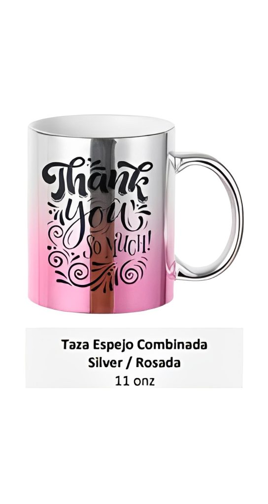 Taza Espejo Combinada Silver / Rosada 11 onz