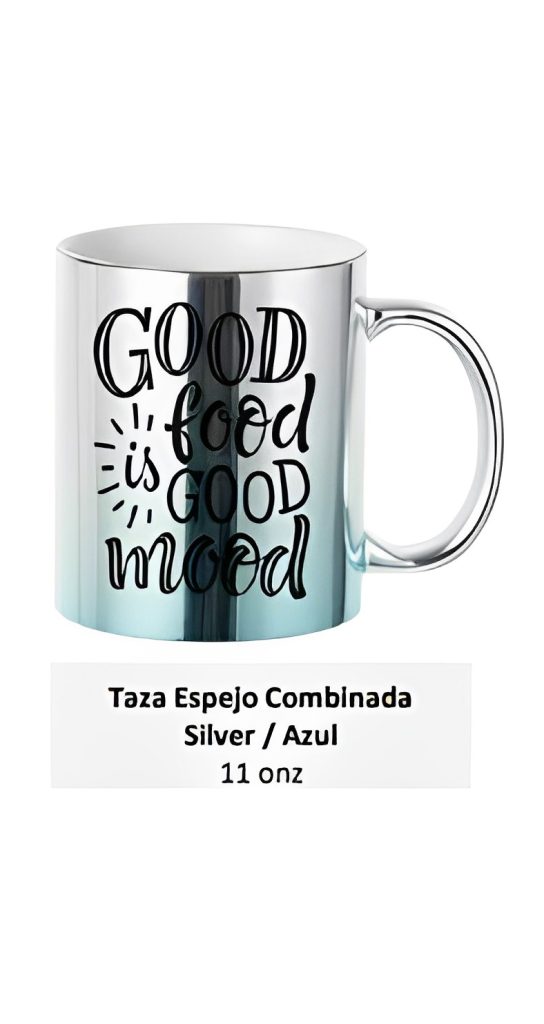 Taza Espejo Combinada Silver / Azul 11 onz